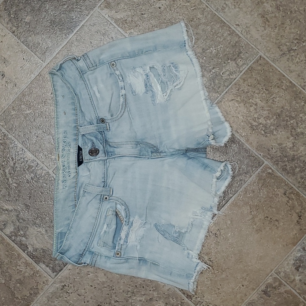 American Eagle Outfitters Stretch Distressed Midi Jean Shorts